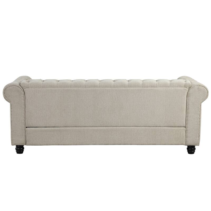 Morden Fort Tufted Upholstered Chesterfield set Loveseat, Sofa 2 PCS for Living Room, Fabric, Linen