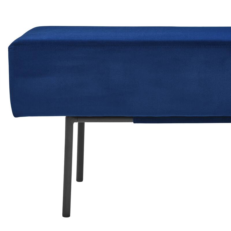 Contemporary Style Bedroom Velvet Upholstered Bench, Blue,( 45'' x13''x 17'')