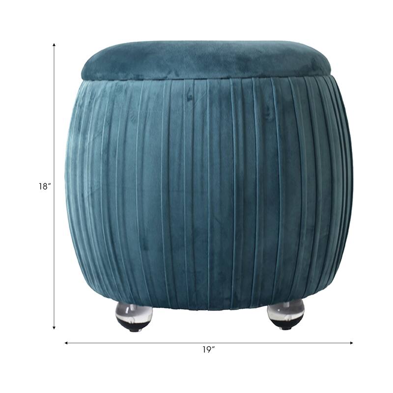 Backless Storage Stool with Velvet Upholstery - Accent for Living Room Home Decor