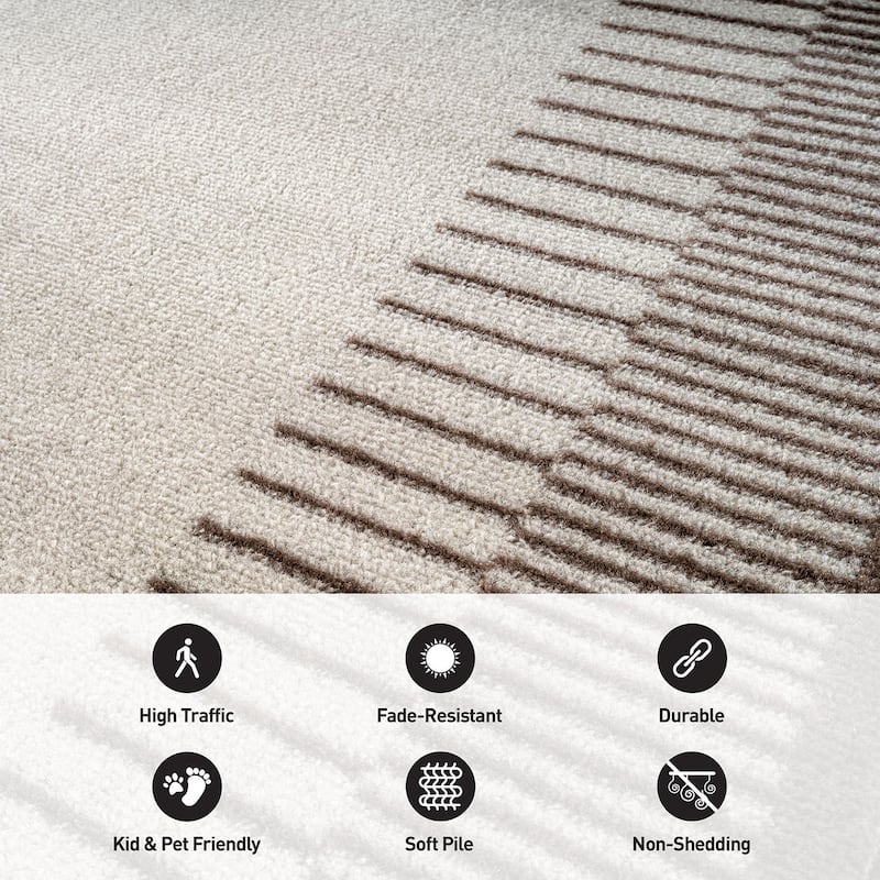 World Rug Gallery Modern Abstract Bordered Area Rug for Living Room, Bedroom, or Entryway - Low Pile Indoor Rug