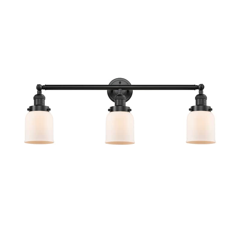 Innovations Lighting Small Bell 3 Light 30" Wide Bathroom Vanity Light - Oil Rubbed Bronze / Matte White