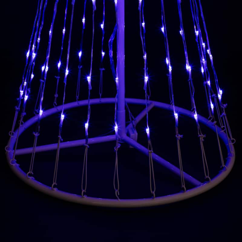 LED Lighted Show Cone Christmas Tree with Star - 4' - Blue - White