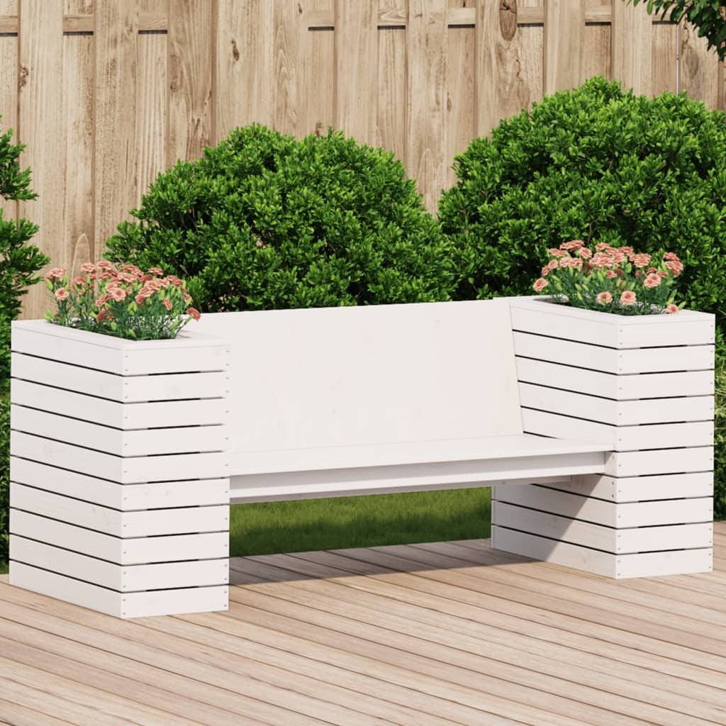 vidaXL Planter Bench Seating Furniture Outdoor Balcony Garden Solid Wood Pine - 65.9