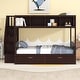 preview thumbnail 22 of 28, Twin over Full Bunk Bed with Shelfs, Storage Staircase and 2 Drawers