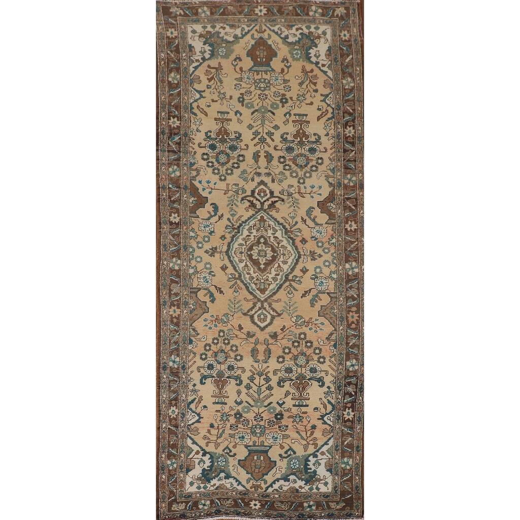 Lilian Persian Vintage Runner Rug Handmade Wool Carpet - 3'8"x 9'7"