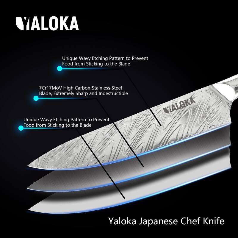8" Japanese Chef Knife,7Cr17MoV Steel G10 Handle Titanium Coated