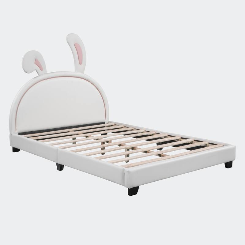 Full Size Upholstered Leather Platform Bed