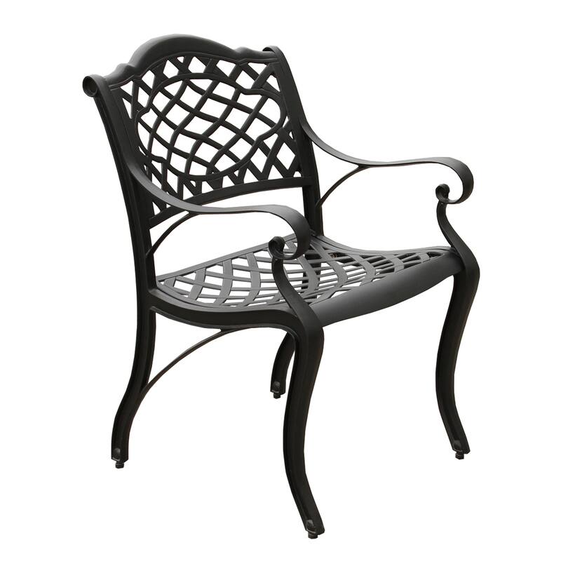 Modern Ornate Outdoor Mesh Aluminum 48-in Round Patio Dining Set with Four Chairs - N/A