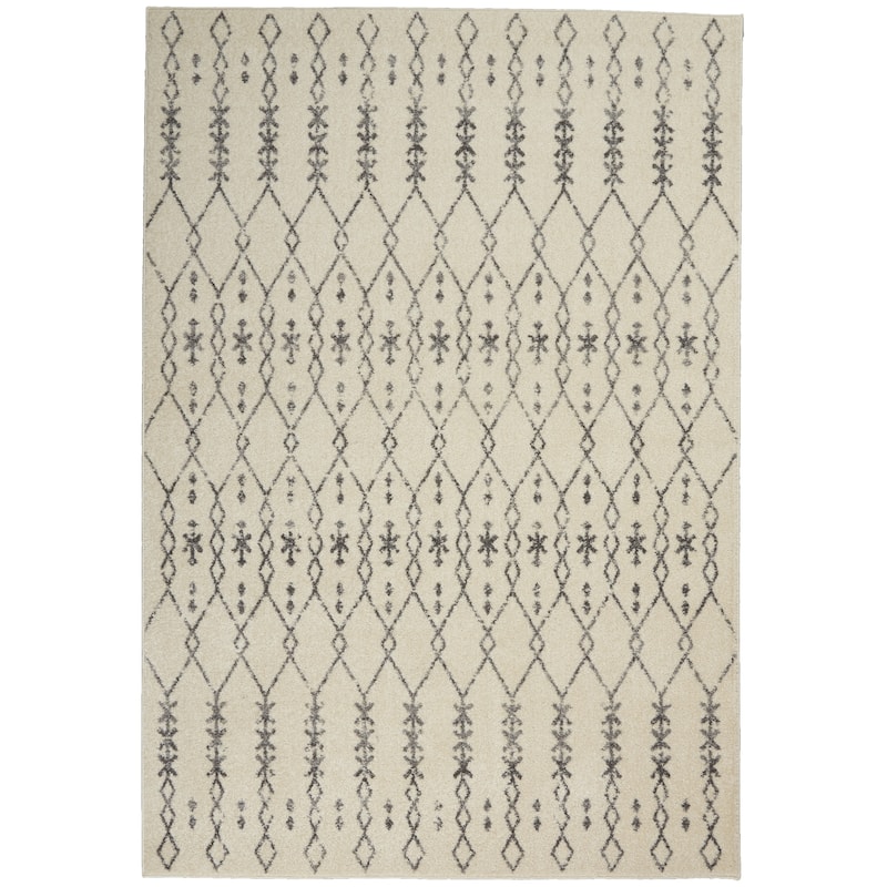 Nourison Passion Tribal Geometric Ivory Grey Area Rug