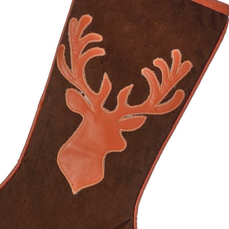 20" Velvet Embroidered Deer Stocking