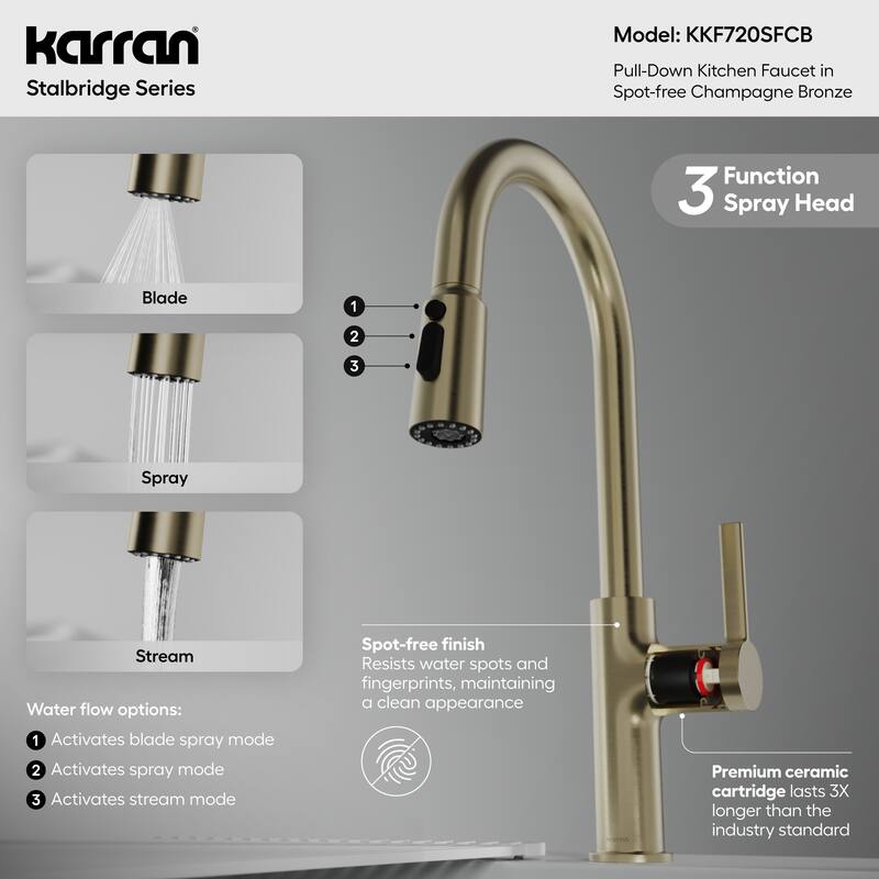 Karran Stalbridge Single Handle Pull-Down Sprayer Kitchen Faucet