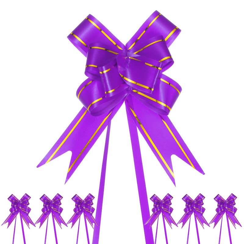200pcs Ribbon Pull Bows Bows for Wedding Decorations - Dark Purple - 3.74 Inch