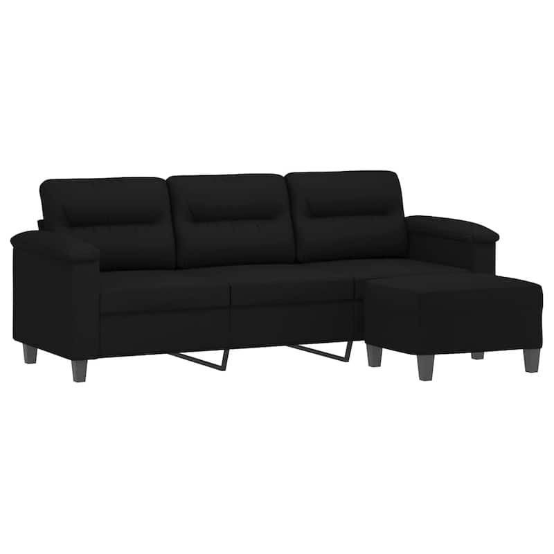 vidaXL Sofa 3-Seater Couch Sofa Armchair with Footstool Microfiber Fabric - 23.6" x 19.7" x 16.1"