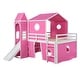 preview thumbnail 15 of 14, Full Size Kids Bunk Bed with Slide, Blue Tent, and Tower - Safety Guardrails, Wooden Support