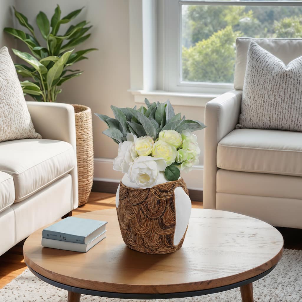 Pottery Terracotta Decorative Vase with Woven Banana Fiber Detailing