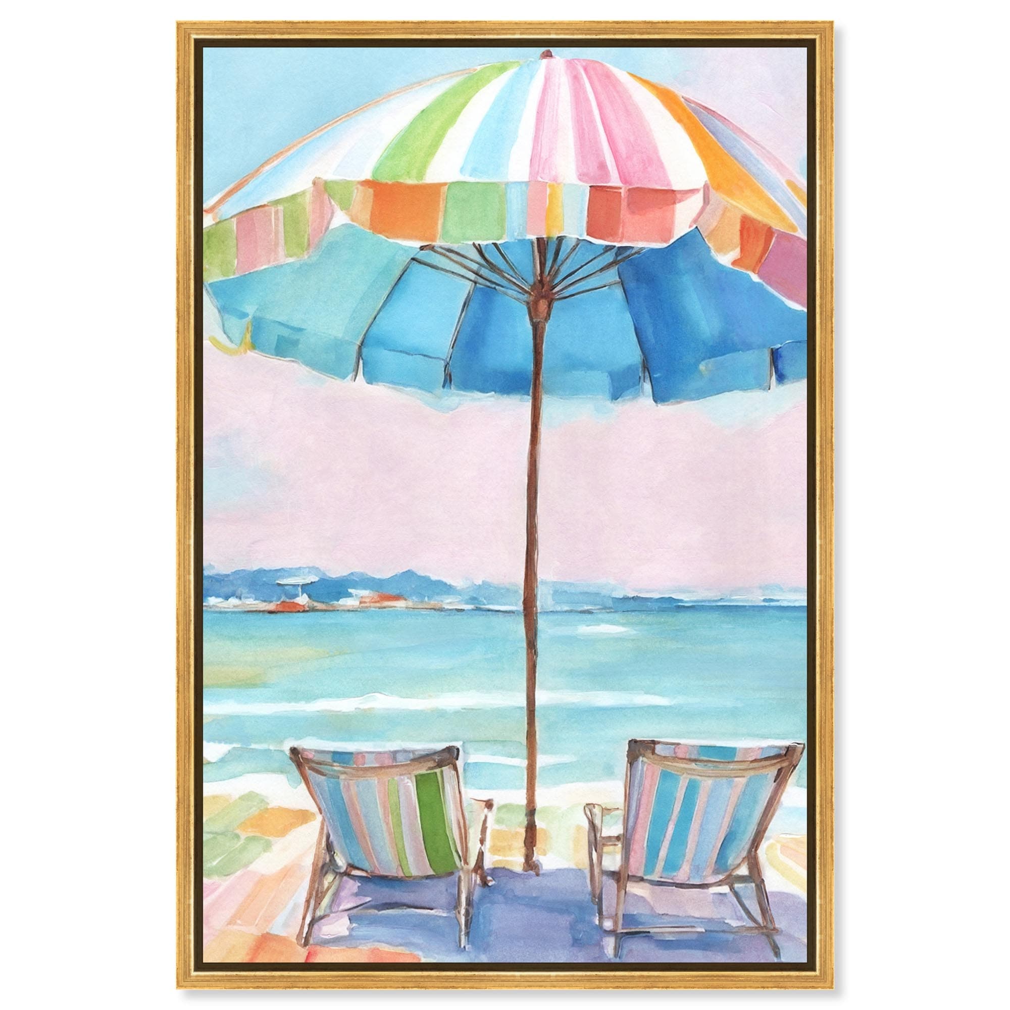 Under Summer Sky Coastal Glam Decor Framed Canvas Print by Art Remedy