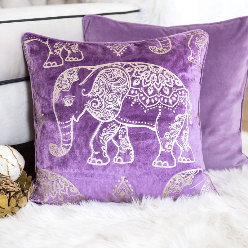 Homey Cozy Foil Print Elephant Throw Pillow Cover & Insert