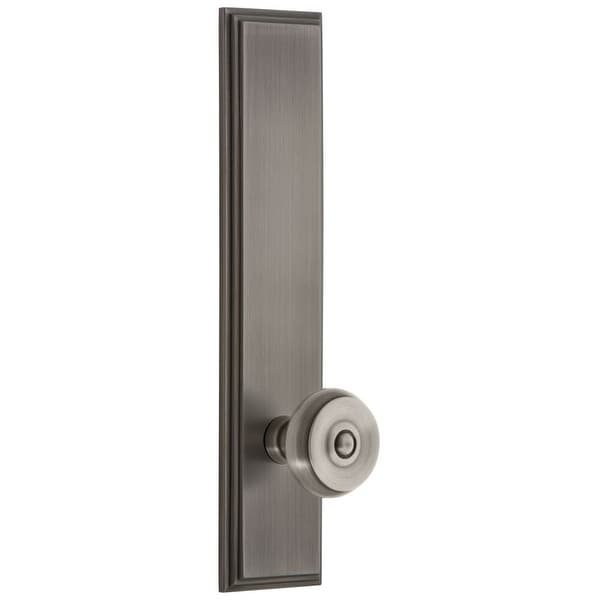 Grandeur CARBOU_TP_PRV_238_RH Carre Solid Brass Tall Plate Rose Right Handed Privacy Door Knob Set with Bouton Knob and 2-3/8"