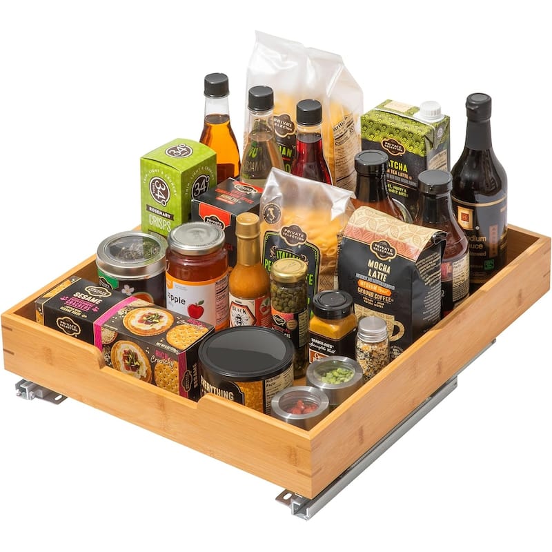 Hold N' Storage Bamboo Wooden Pull out Cabinet Organizer - Requires At Least a 21"D Cabinet Opening