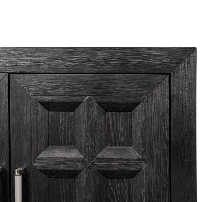 Furniture of America Durem Modern Solid Wood 4-Shelf Coffered Panel Dining Server