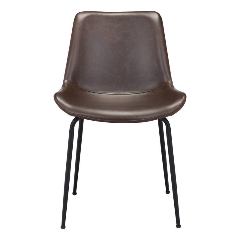 HomeRoots Set of Two Brown And Black Upholstered Faux Leather Dining Side Chairs - 19.7