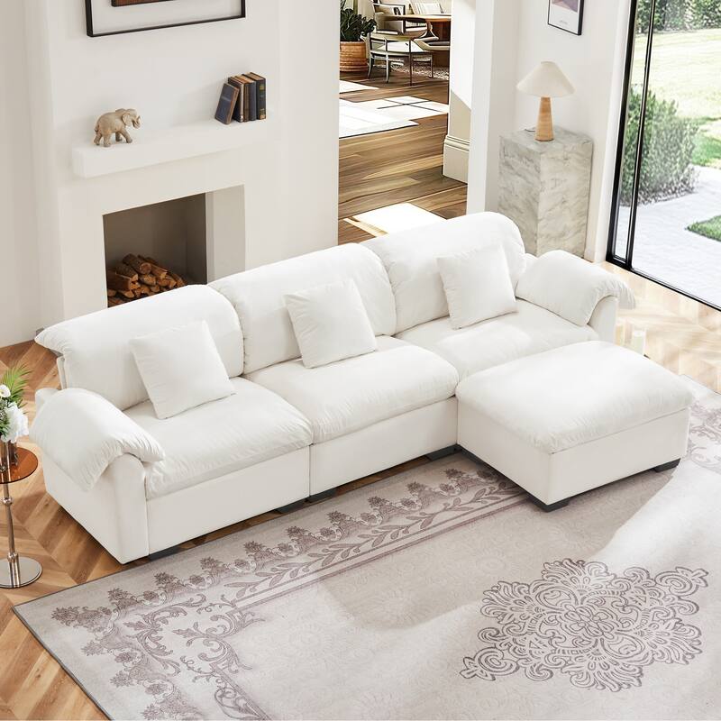 Velvet Fabric Modular Cloud Couch with Storage Seat,Free Combination