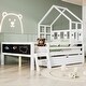 preview thumbnail 7 of 12, Full Size House Bed with Ladder, Storage Drawers, and 2 Blackboard Designs, No Box Spring Needed, White