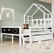 preview thumbnail 7 of 12, Solid Wood Full Size House Bed with Ladder and Storage Drawers and 2 Blackboard for Home