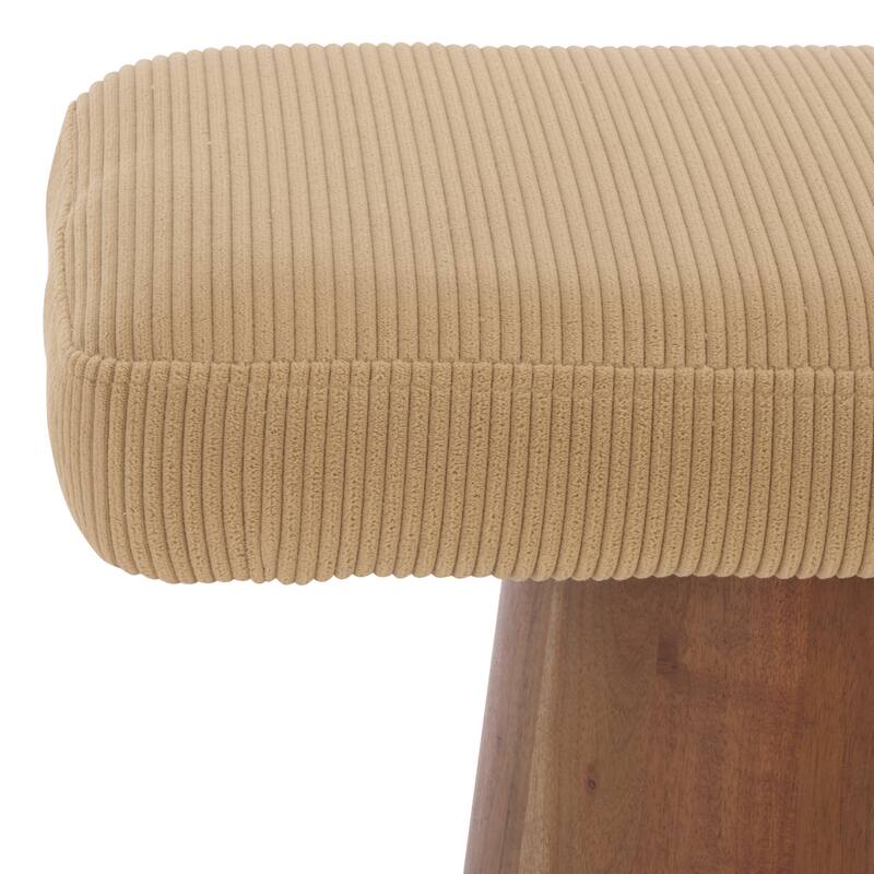 SAFAVIEH Couture Bennato Wood Base Ottoman