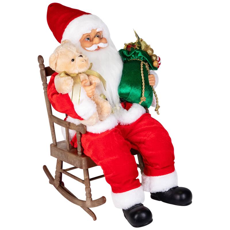 Animated Musical Santa in Rocking Chair Christmas Decoration - 14"