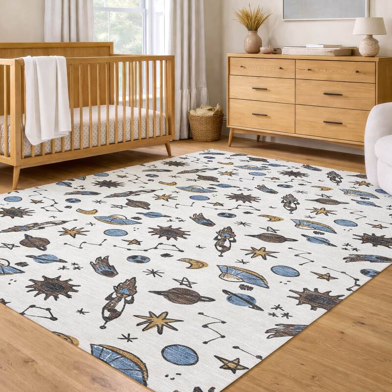 Machine Washable Indoor/ Outdoor Spaceship Chantille Rug