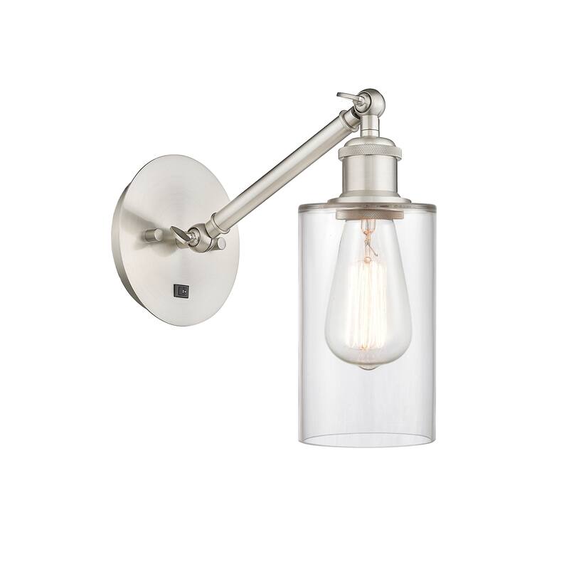 Innovations Lighting Ballston Clymer - 1 Light 5" Sconce - Arm Adjusts Up and Down - Clear/Brushed Satin Nickel