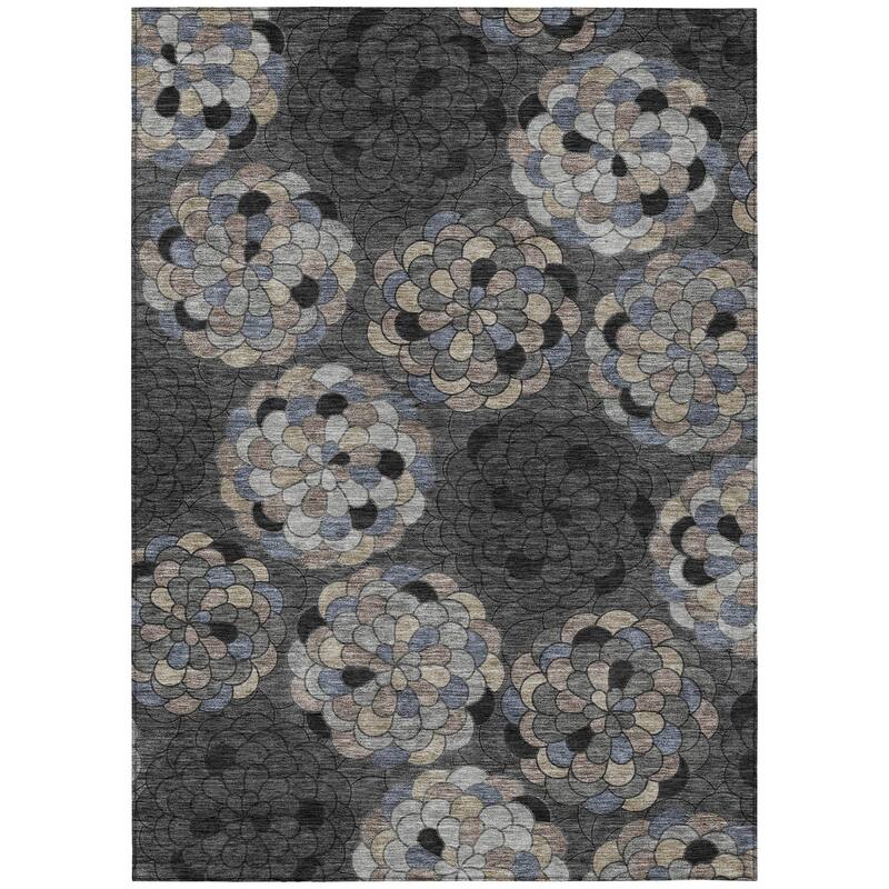 Machine Washable Indoor/ Outdoor Mosaic Cluster Chantille Rug