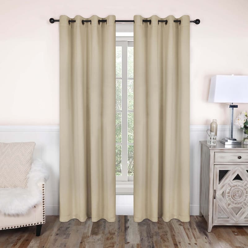 Superior Modern Solid Washable Room Darkening Blackout Curtains, Set of 2 Panels - 2PC- 52" x 84" - Ivory