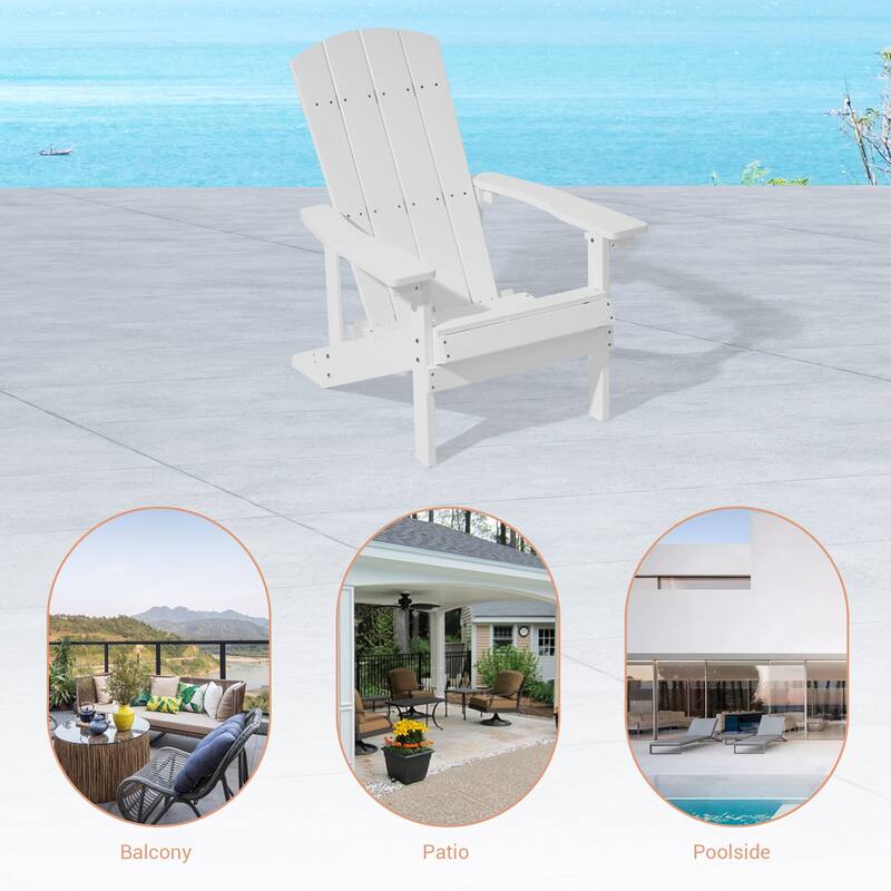 BONOSUKI Patio Adirondack Chair w/Cupholder,Weather Resistant-Set of 4