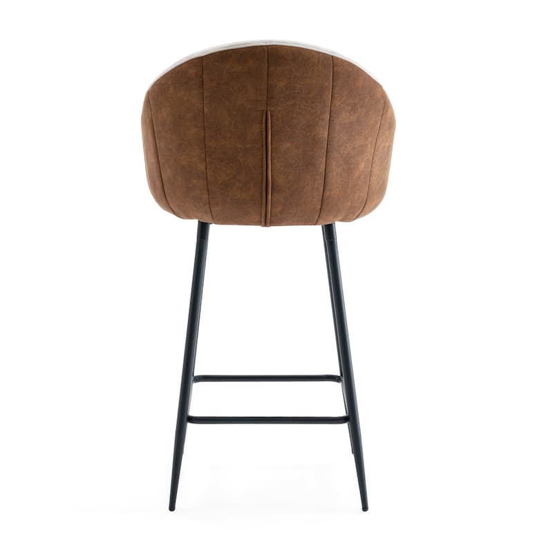 Set of 2 Modern Two-Tone Color Counter Height Bar Stools, 26.5'' Kitchen Islands Upholstered Bar chair with Metal Legs