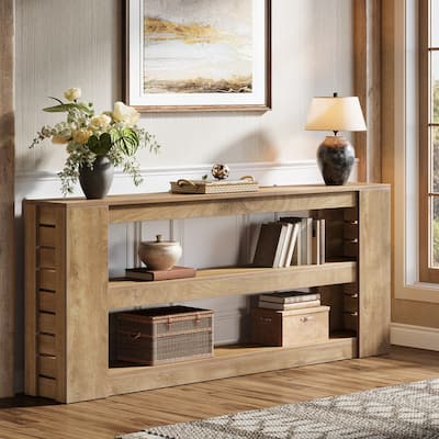 71-Inch Extra Long Console Table with 3-Tier Shelves for Entryway, Living Room, Behind thd Couch