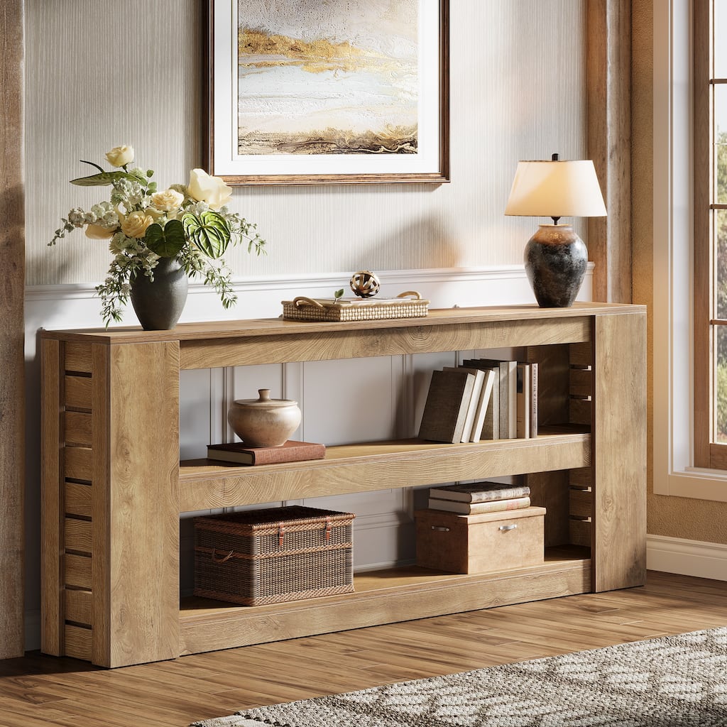 71-Inch Extra Long Console Table with 3-Tier Shelves for Entryway, Living Room, Behind thd Couch
