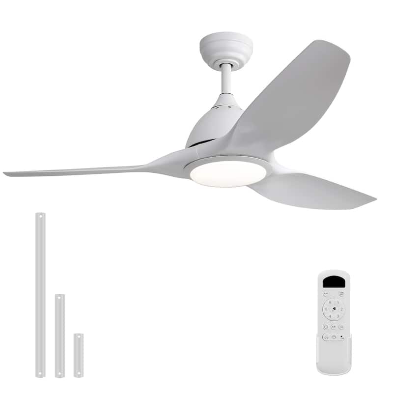 Sofucor 52" Farmhouse Indoor&Outdoor Ceiling Fan with Remote,Adjustable LED - 52Inch - White with White ABS Blades