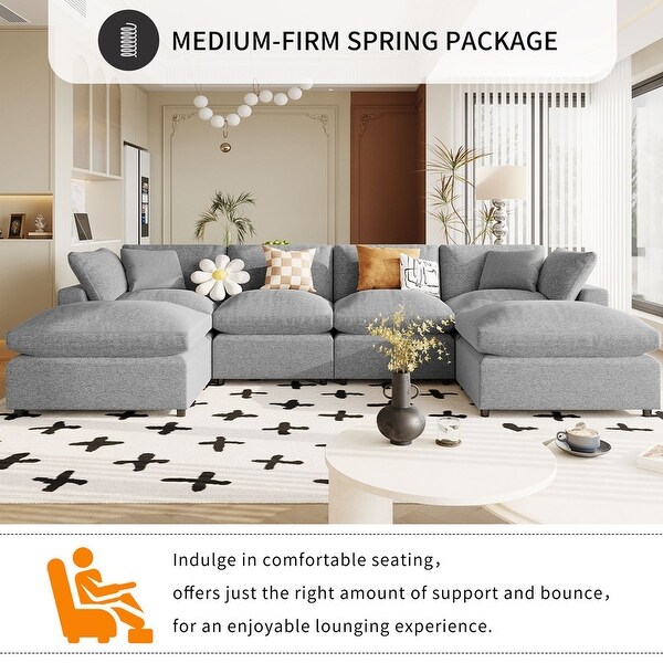 134.4-In Modern U Shape Sectional Sofa,Upholstered Living 134.4-In Modern U Shape Sectional Sofa,Upholstered Living