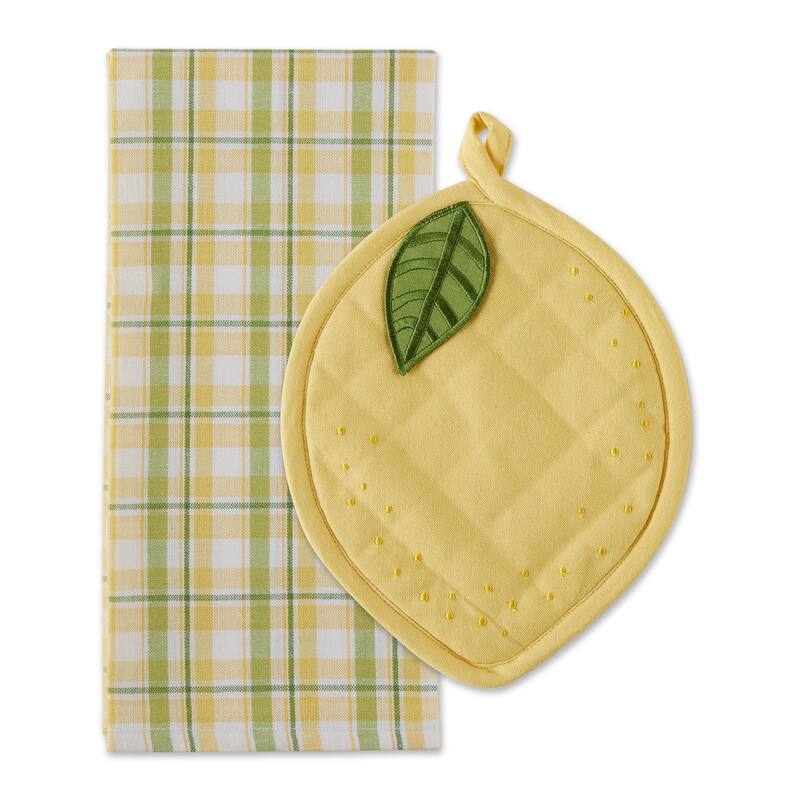 DII Hot Stuff Potholder Gift Set - Lemon Plaid
