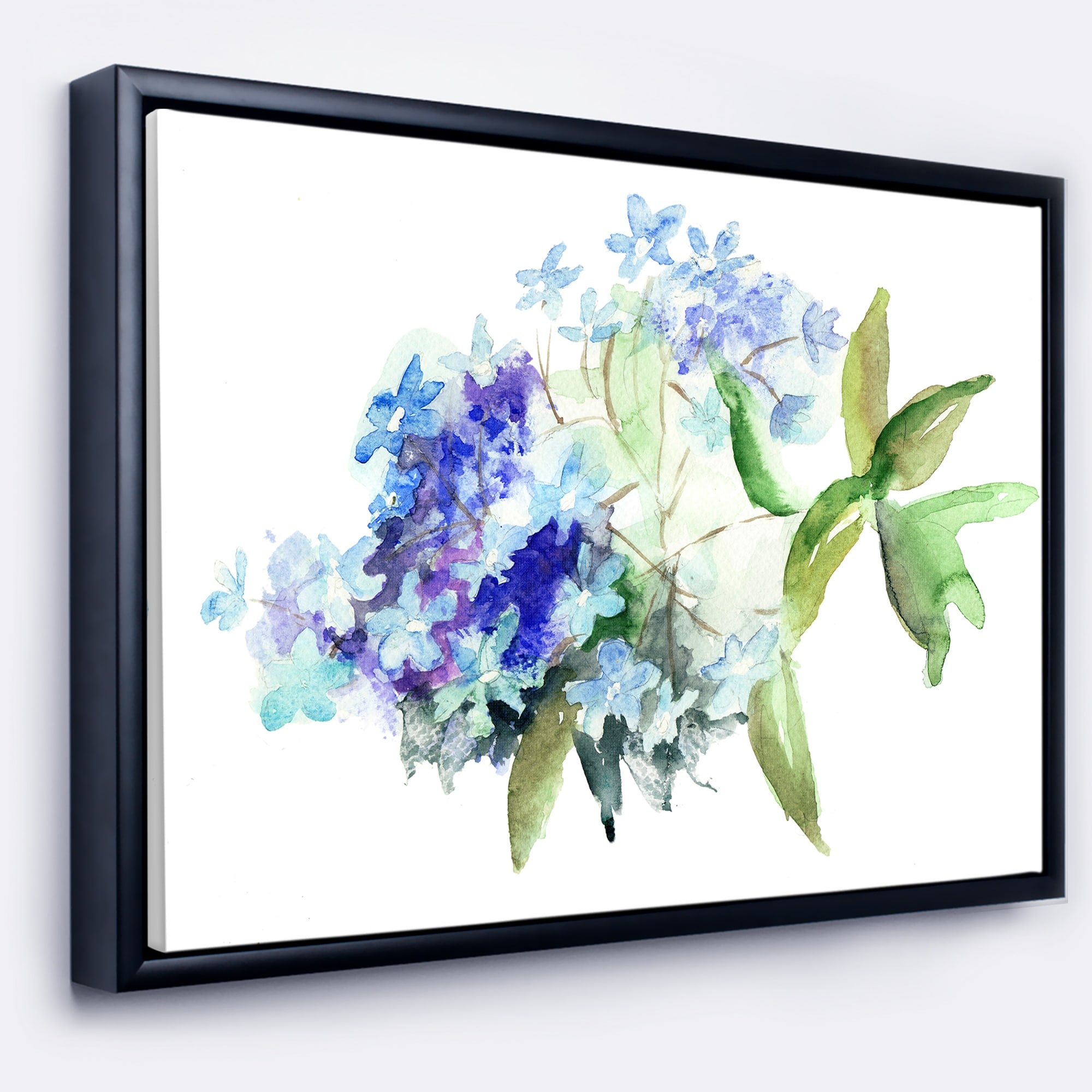 Shop Designart Hydrangea Blue Flowers Floral Art Framed Canvas