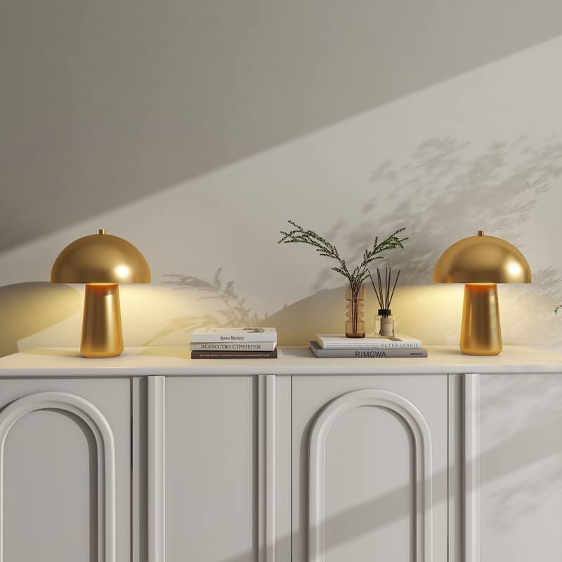 Mushroom Lamp Table Lamp Metal Dome Light Set of 2