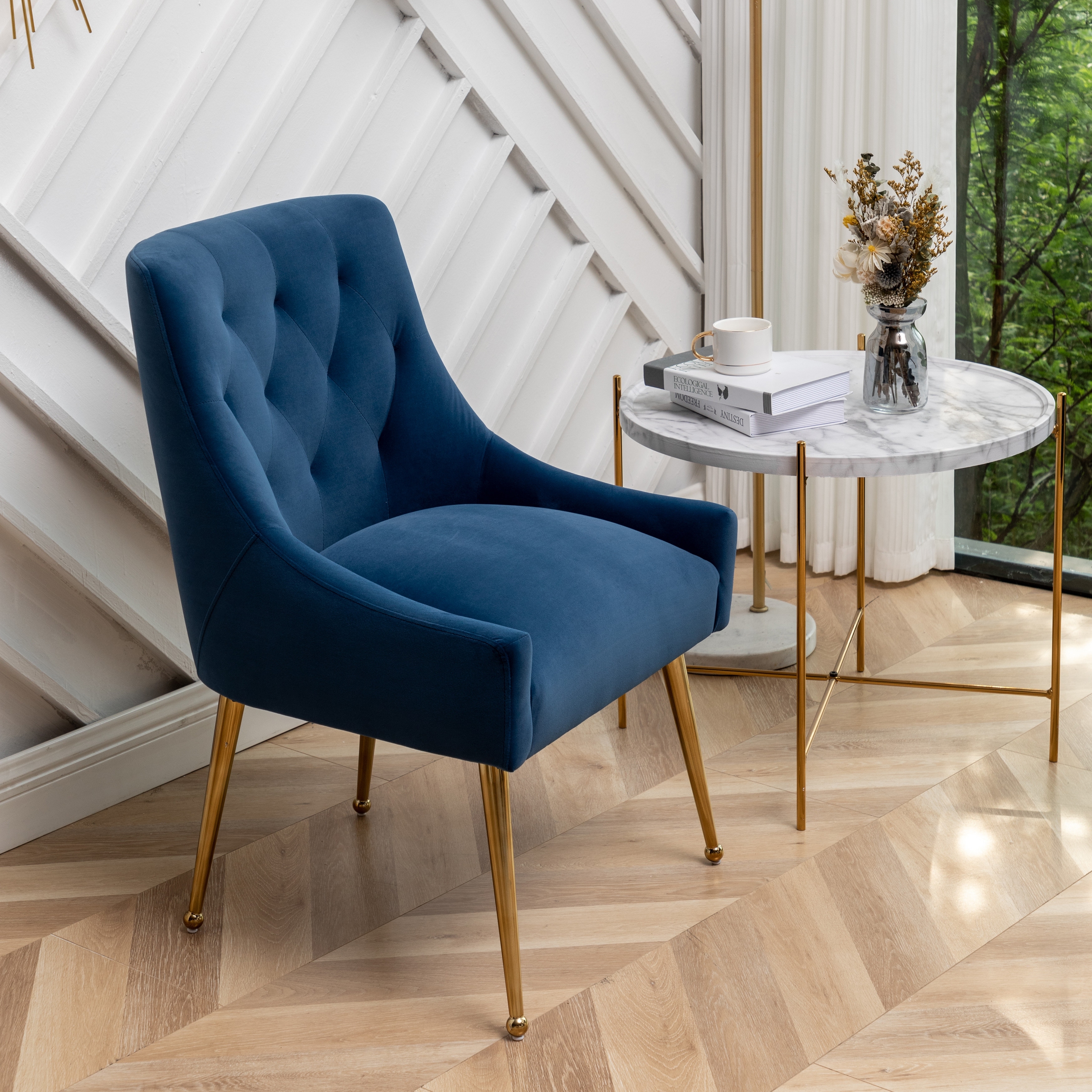 Freedom blue velvet discount chair