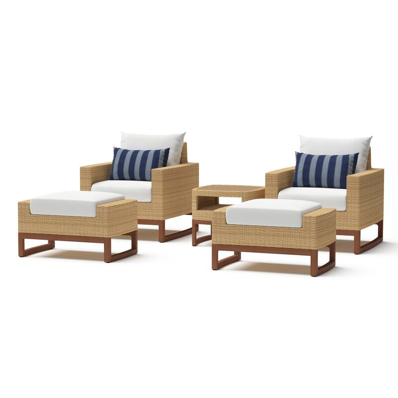 Mili 5 Piece Sunbrella Outdoor Patio Club Chair & Ottoman Set