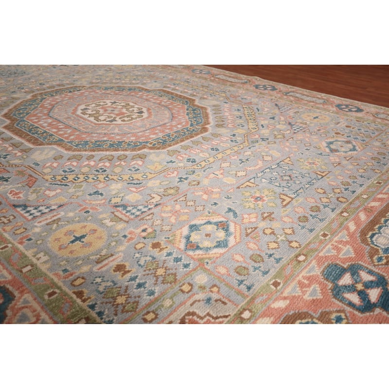 Gray Geometric Khotan Oriental Area Rug Hand-Knotted Wool Carpet - 8'9" x 12'3"