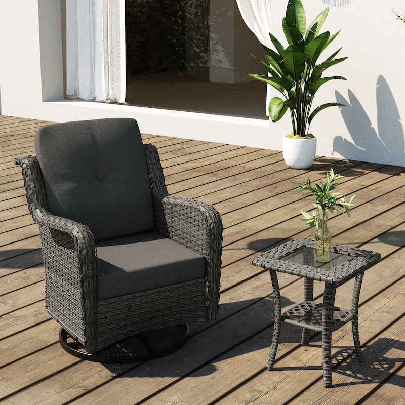 Outdoor Rattan Rocker Wicker Swivel Rocking Chair
