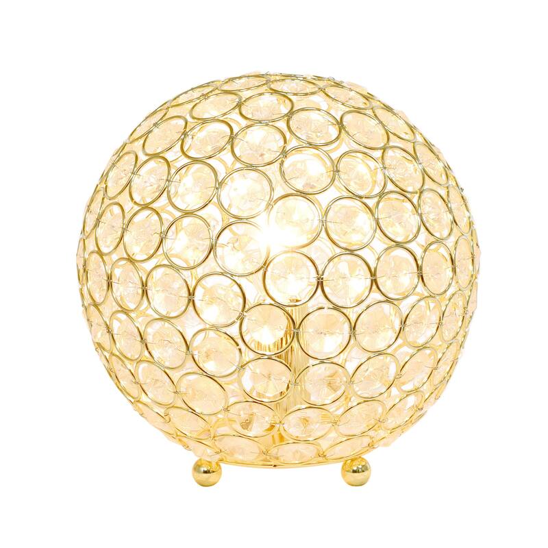 8 in. Gold Finish Table Lamp, Round Lamp for End and Side Table
