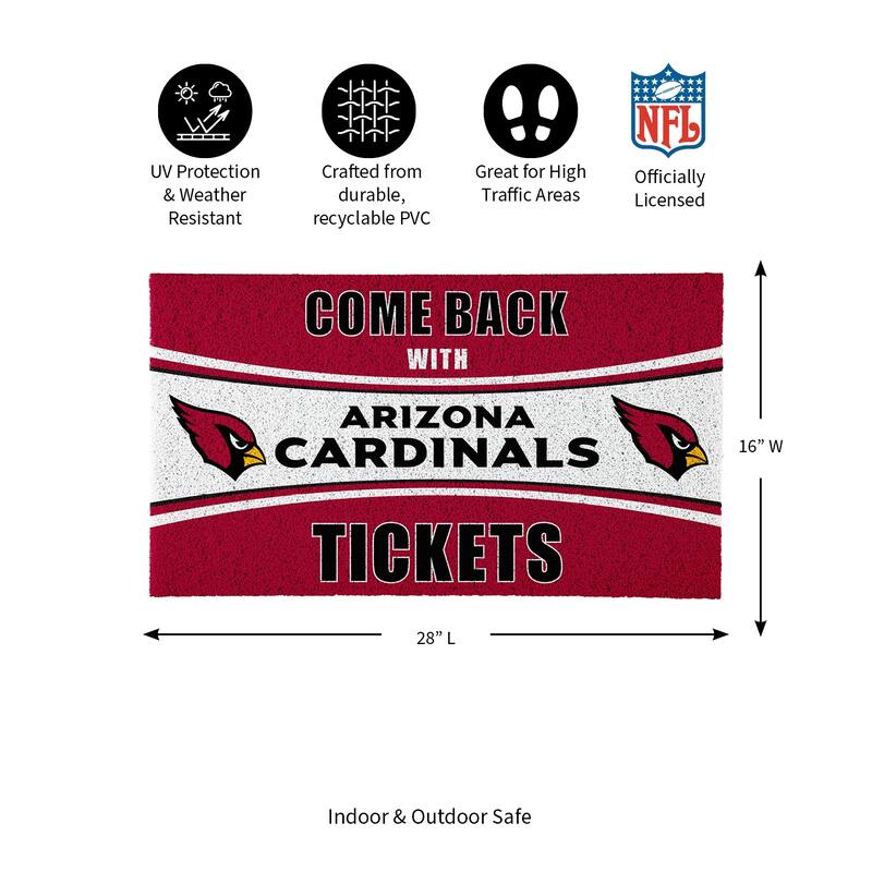 Arizona Cardinals 28 in. x 16 in. PVC "Come Back With Tickets" Trapper Door Mat