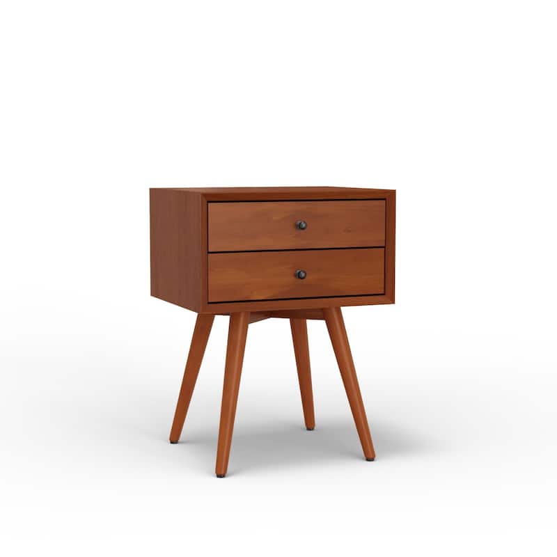 Flynn Small 2-Drawer Mahogany Nightstand with Legs